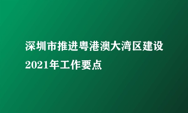 深圳市推进粤港澳大湾区建设2021年工作要点
