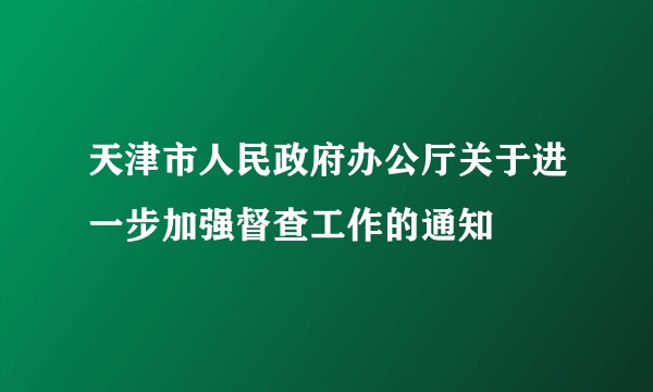 天津市人民政府办公厅关于进一步加强督查工作的通知