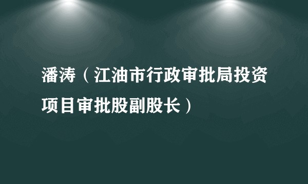潘涛（江油市行政审批局投资项目审批股副股长）