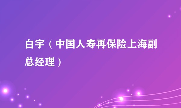白宇（中国人寿再保险上海副总经理）