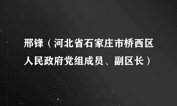 邢锋（河北省石家庄市桥西区人民政府党组成员、副区长）