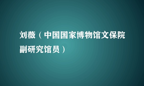 刘薇(中国国家博物馆文保院副研究馆员)