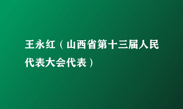 王永红（山西省第十三届人民代表大会代表）