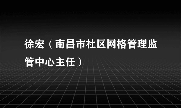 徐宏(南昌市社区网格管理监管中心主任)