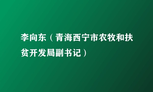 李向东（青海西宁市农牧和扶贫开发局副书记）