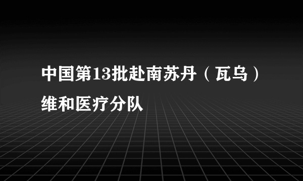 中国第13批赴南苏丹(瓦乌)维和医疗分队