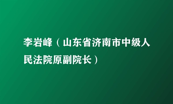 李岩峰（山东省济南市中级人民法院原副院长）