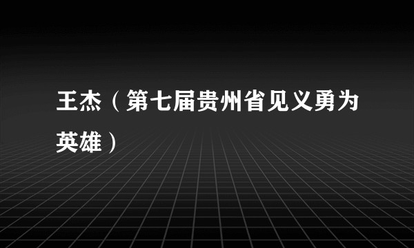 王杰（第七届贵州省见义勇为英雄）