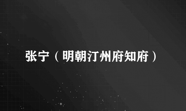 张宁(明朝汀州府知府)