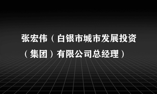 张宏伟(白银市城市发展投资(集团)有限公司总经理)