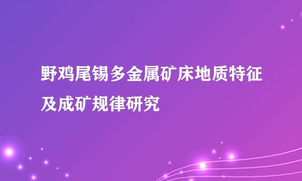 野鸡尾锡多金属矿床地质特征及成矿规律研究