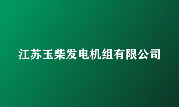 江苏玉柴发电机组有限公司