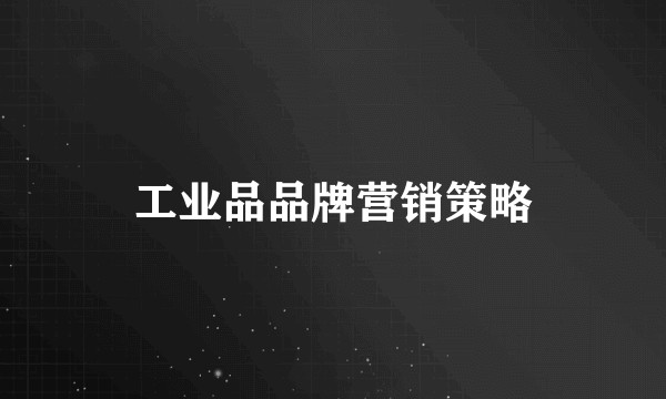 工业品品牌营销策略