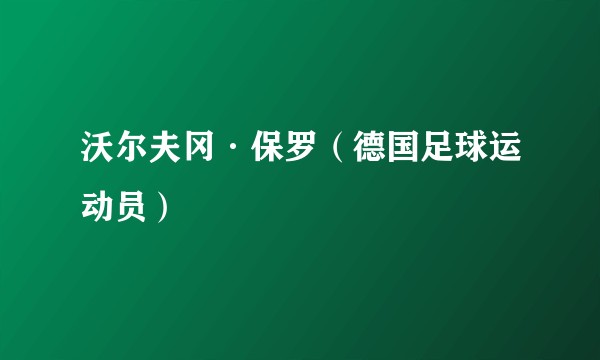 沃尔夫冈·保罗（德国足球运动员）