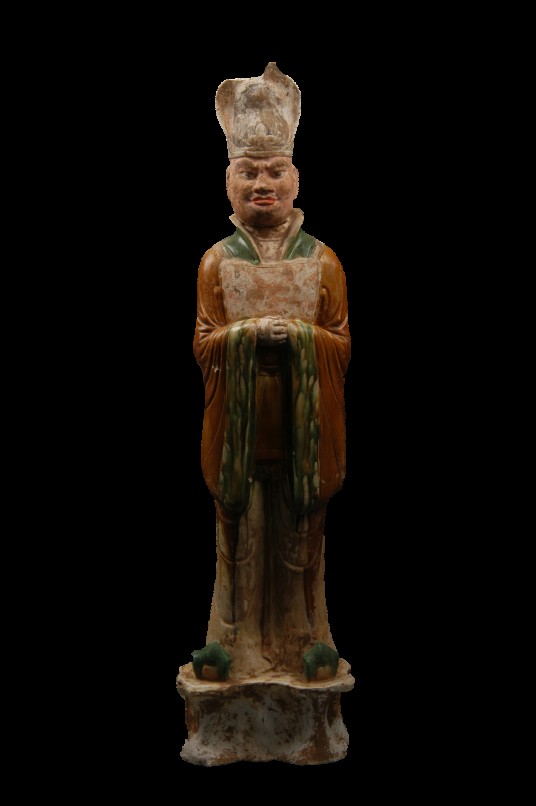 唐三彩文官俑（收藏于洛阳龙门博物馆）