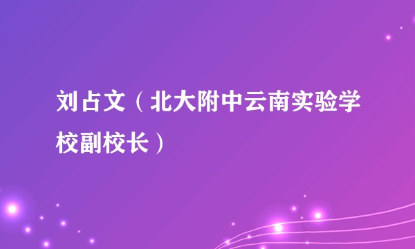 刘占文(北大附中云南实验学校副校长)