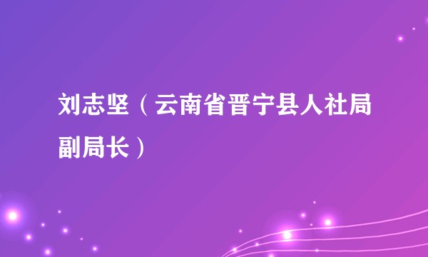 刘志坚(云南省晋宁县人社局副局长)