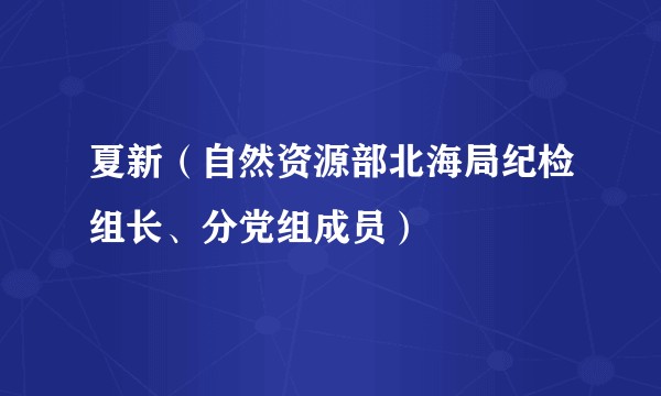 夏新（自然资源部北海局纪检组长、分党组成员）