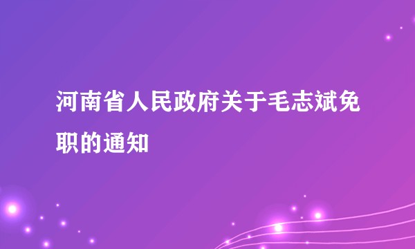 河南省人民政府关于毛志斌免职的通知