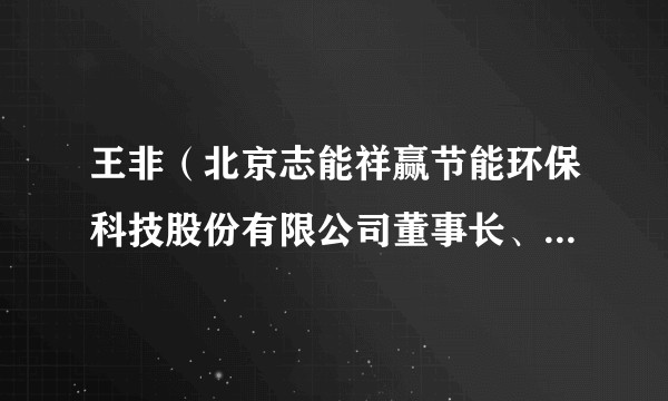 王非（北京志能祥赢节能环保科技股份有限公司董事长、总经理）