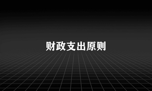 财政支出原则