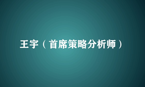 王宇(首席策略分析师)