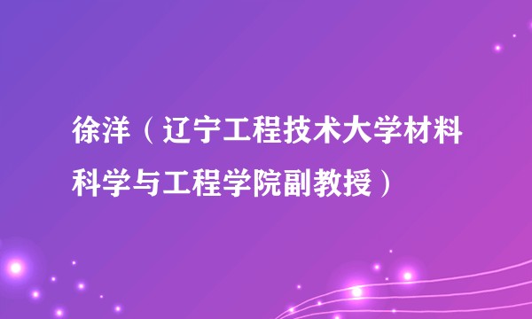 徐洋（辽宁工程技术大学材料科学与工程学院副教授）