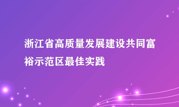 浙江省高质量发展建设共同富裕示范区最佳实践