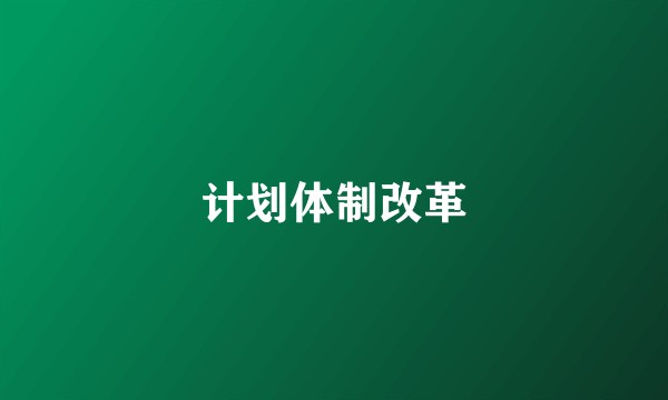 计划体制改革