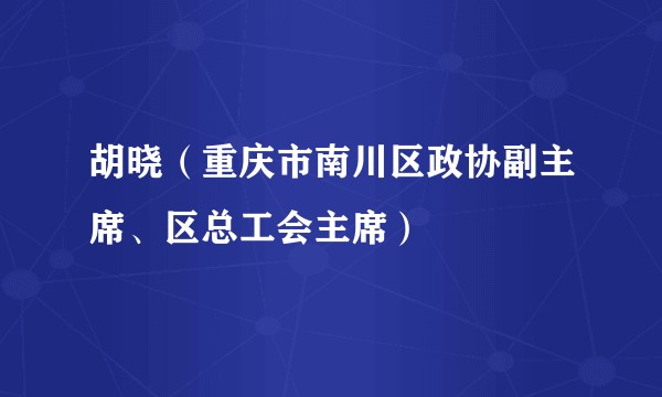 胡晓(重庆市南川区政协副主席、区总工会主席)