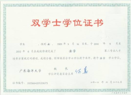 辅修专业学位