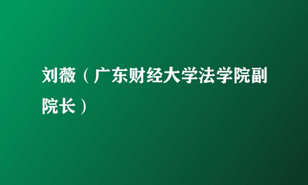 刘薇（广东财经大学法学院副院长）