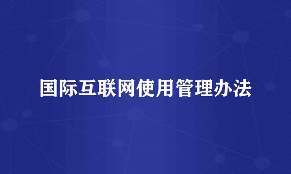 国际互联网使用管理办法