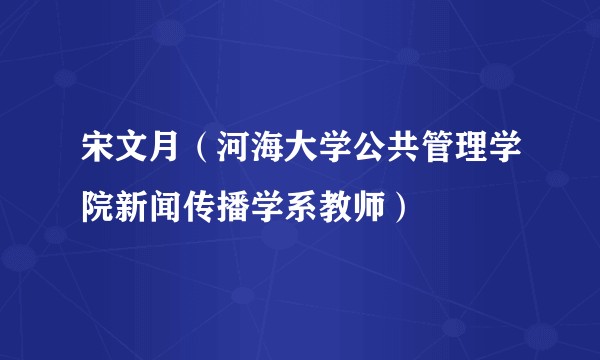 宋文月(河海大学公共管理学院新闻传播学系教师)