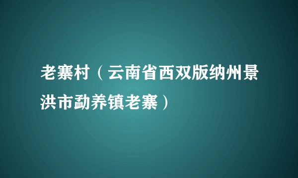 老寨村(云南省西双版纳州景洪市勐养镇老寨)