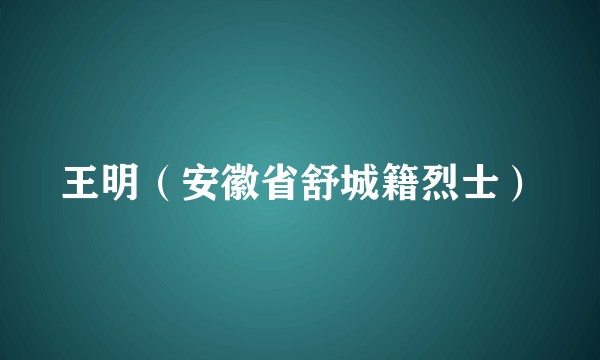 王明（安徽省舒城籍烈士）