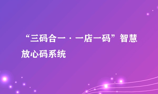 “三码合一·一店一码”智慧放心码系统