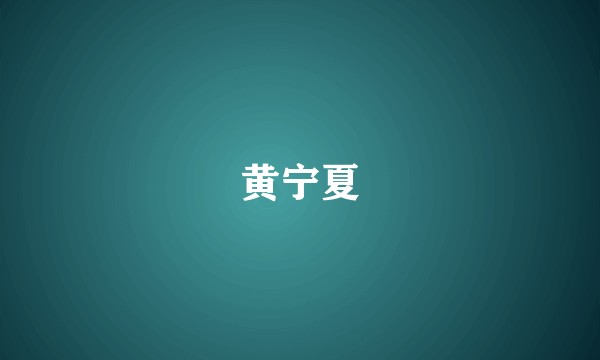 黄宁夏