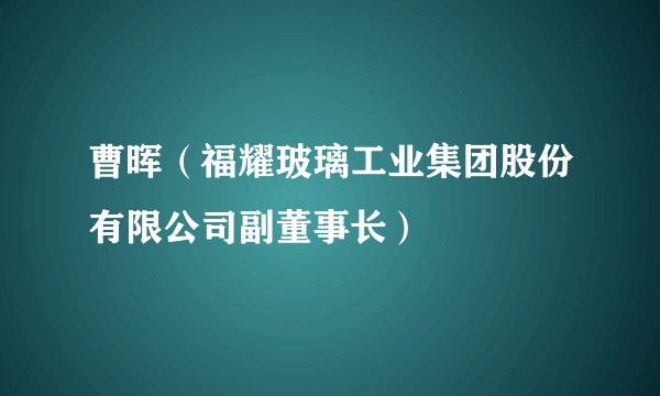 曹晖（福耀玻璃工业集团股份有限公司副董事长）