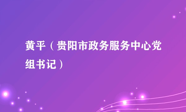 黄平（贵阳市政务服务中心党组书记）