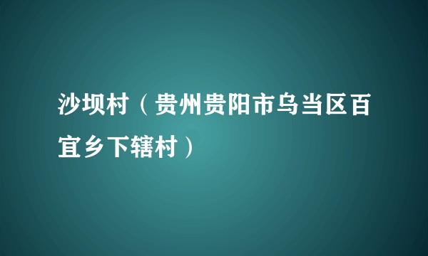 沙坝村(贵州贵阳市乌当区百宜乡下辖村)