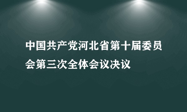 中国共产党河北省第十届委员会第三次全体会议决议
