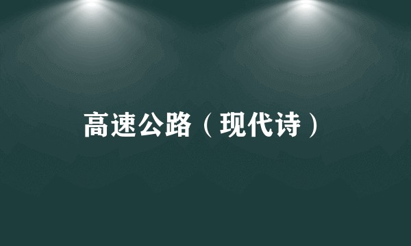 高速公路（现代诗）