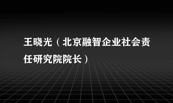王晓光（北京融智企业社会责任研究院院长）