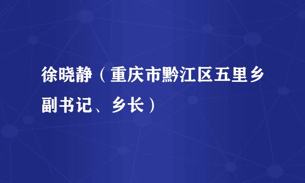 徐晓静（重庆市黔江区五里乡副书记、乡长）