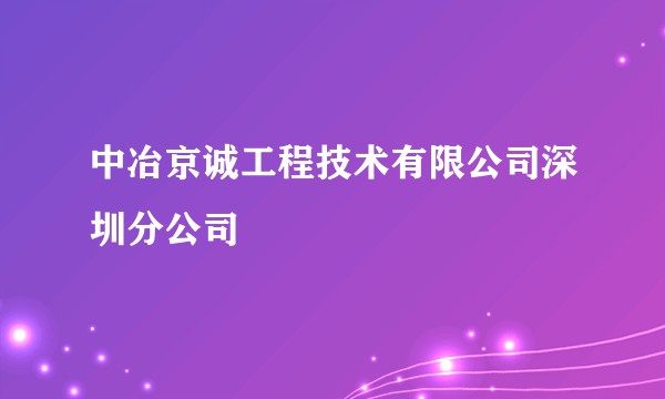 中冶京诚工程技术有限公司深圳分公司