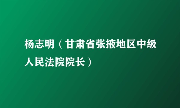 杨志明（甘肃省张掖地区中级人民法院院长）