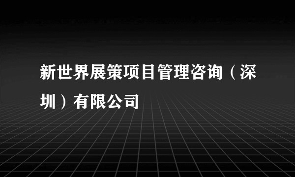 新世界展策项目管理咨询（深圳）有限公司