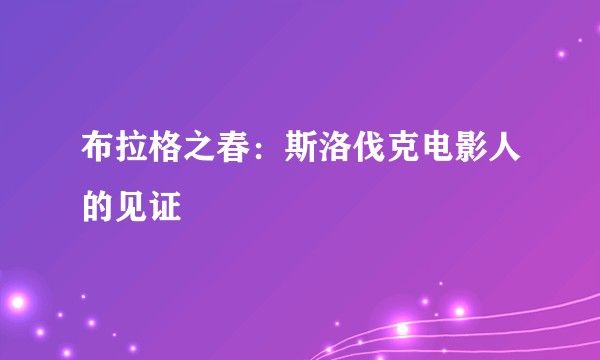 布拉格之春：斯洛伐克电影人的见证