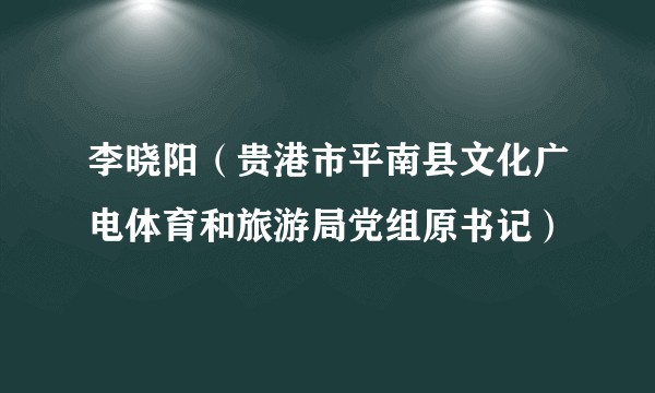 李晓阳（贵港市平南县文化广电体育和旅游局党组原书记）